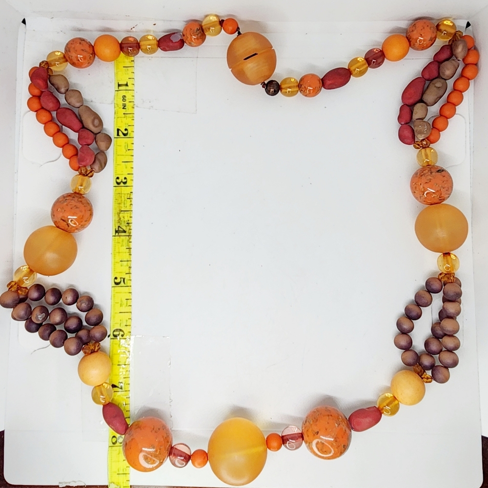 PELLINI ITALY Unusual Beaded Vintage Necklace Chunky Orange Art Glass Statement